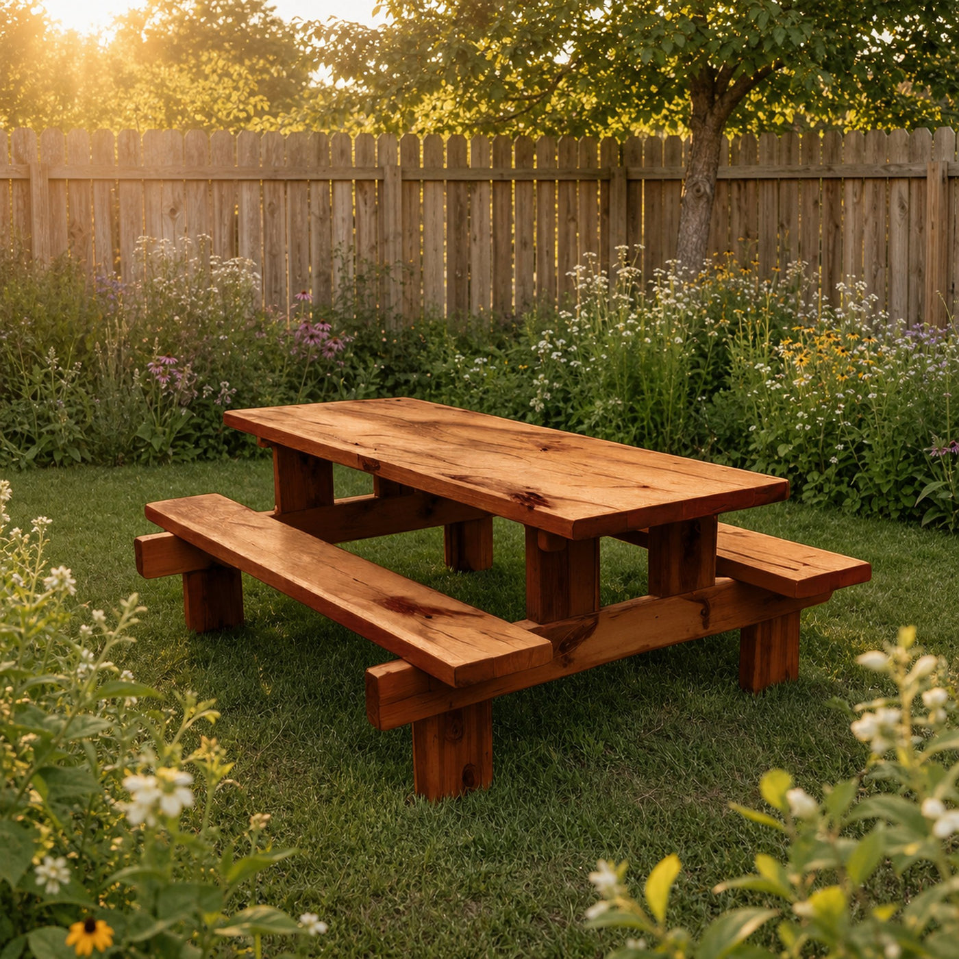 Minimalist Outdoor Picnic Table With Benches For Garden Or Cabin - product view 6