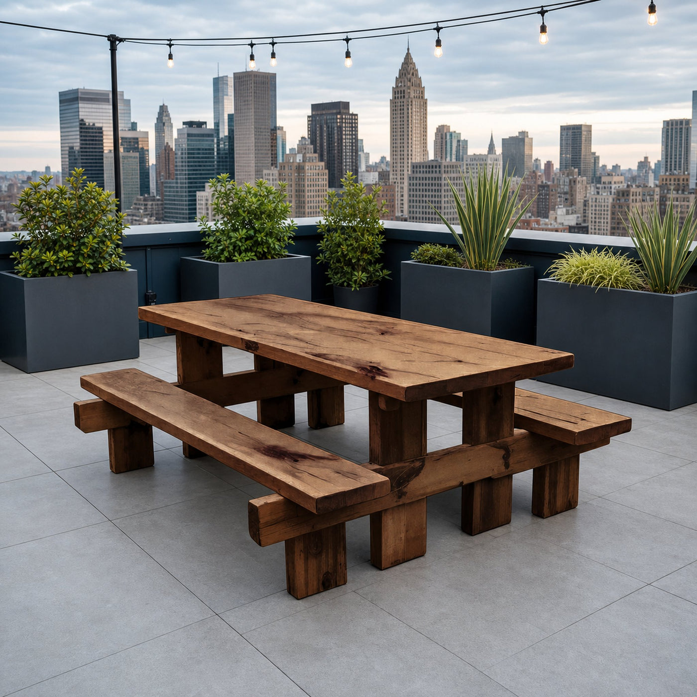 Minimalist Outdoor Picnic Table With Benches For Garden Or Cabin - product view 7