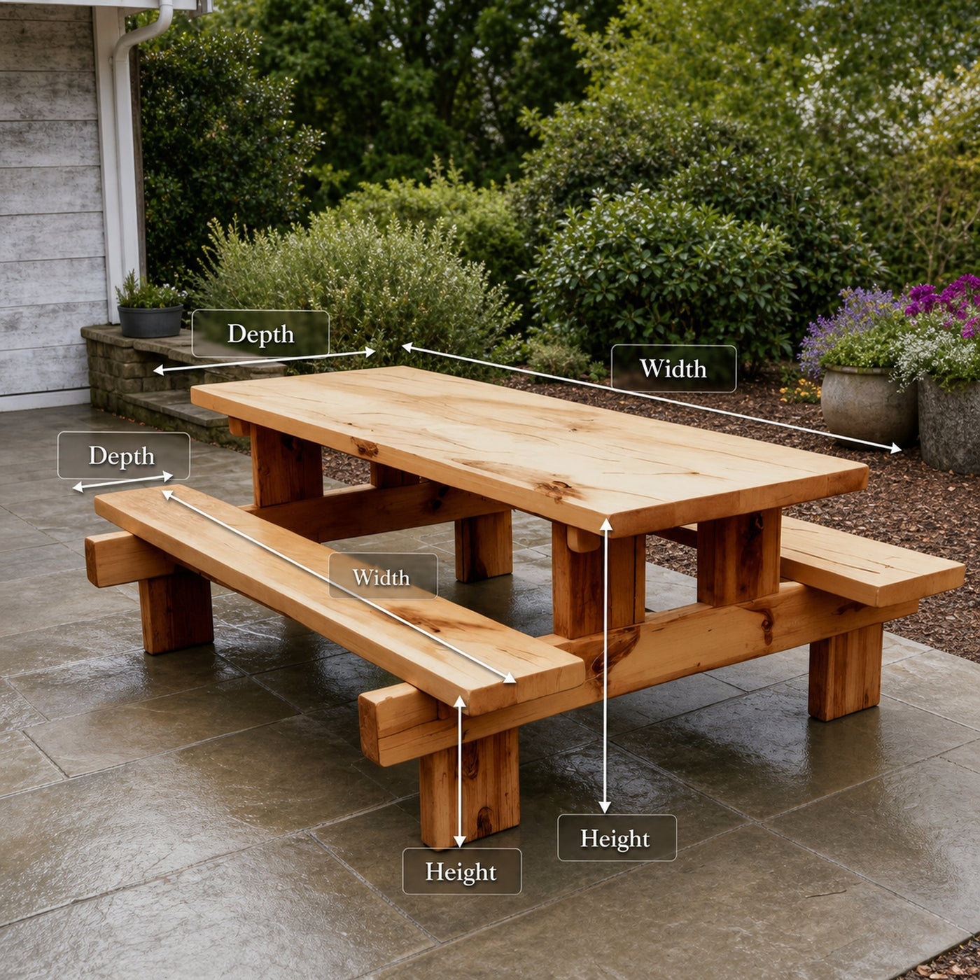 Minimalist Outdoor Picnic Table With Benches For Garden Or Cabin - product view 8