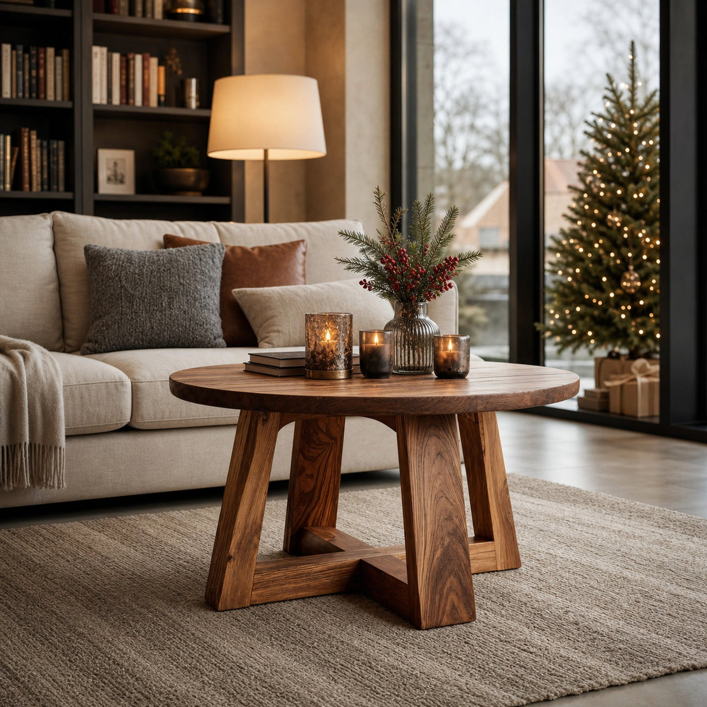 Minimalist Round Side Table For Holiday Decoration