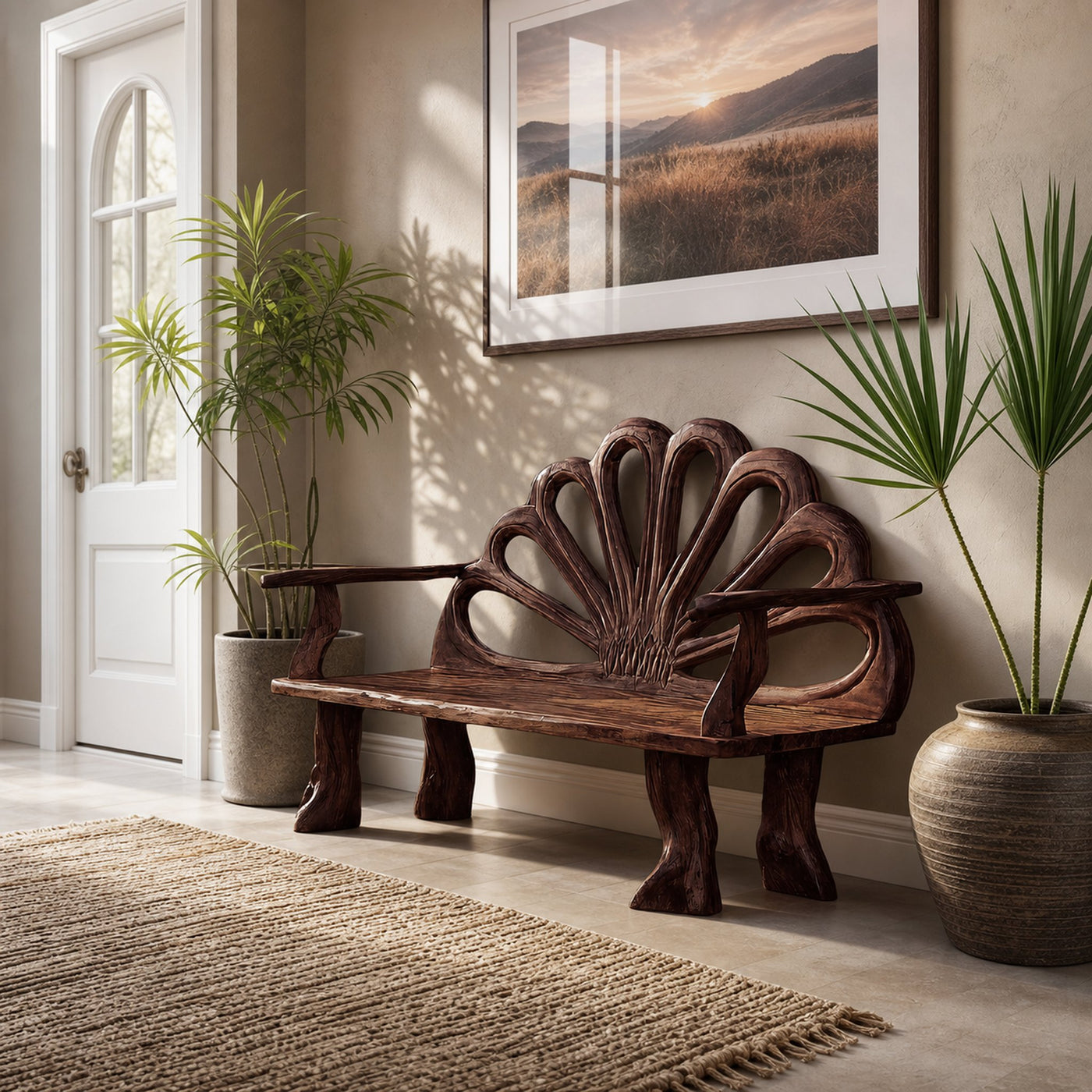 Minimalist Rustic Wood Bench For Entryway And Foyer - product view 7