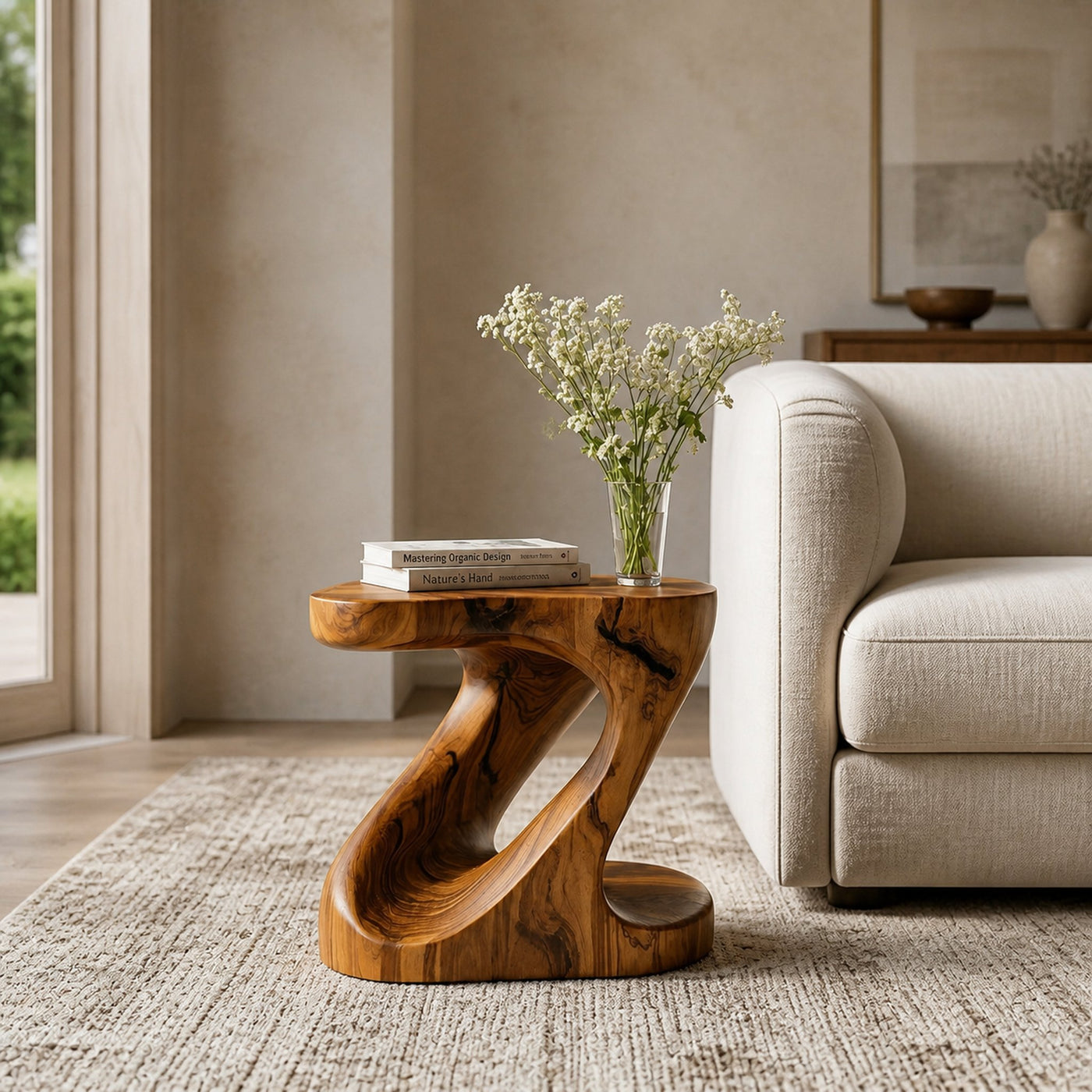 Minimalist Sculptural Wood Z-shaped Side Table For Home Decor - product view 6