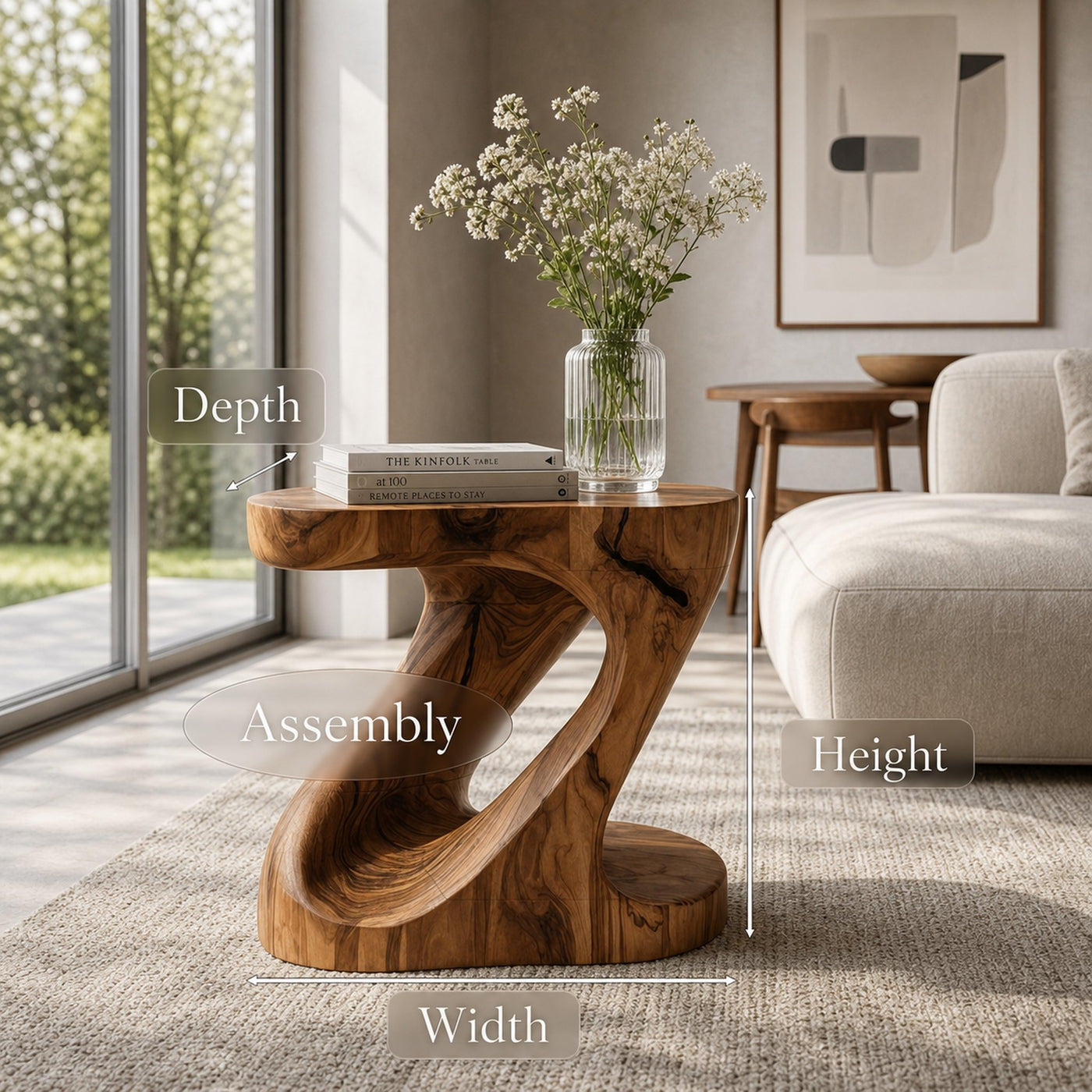 Minimalist Sculptural Wood Z-shaped Side Table For Home Decor - product view 8
