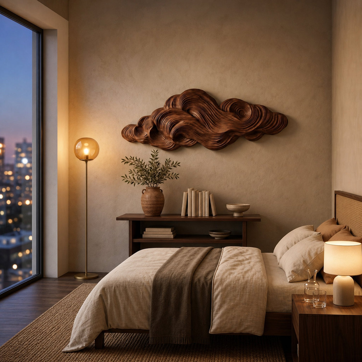 Minimalist Sculpture Cloud Wooden Wall Art For Apartment Living Room - product view 7