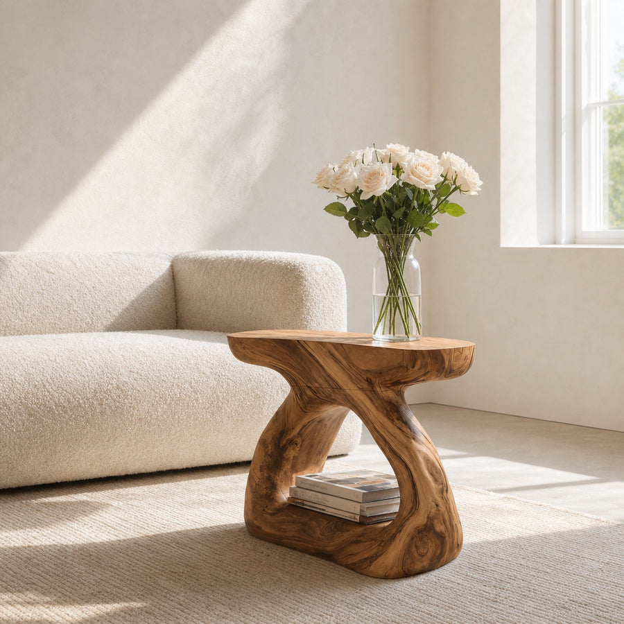 Minimalist Side Table With Storage Shelf For Living Room Decor