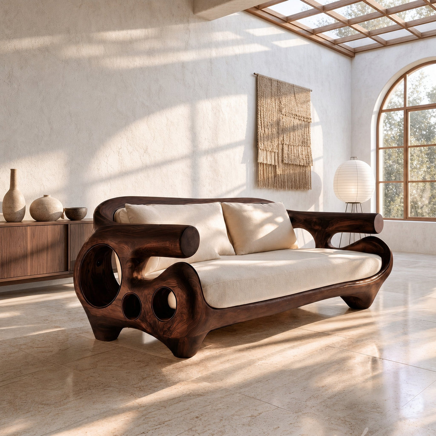 Minimalist Sofa Frame With Solid Wood Artistic Arms For Living Room - product view 7