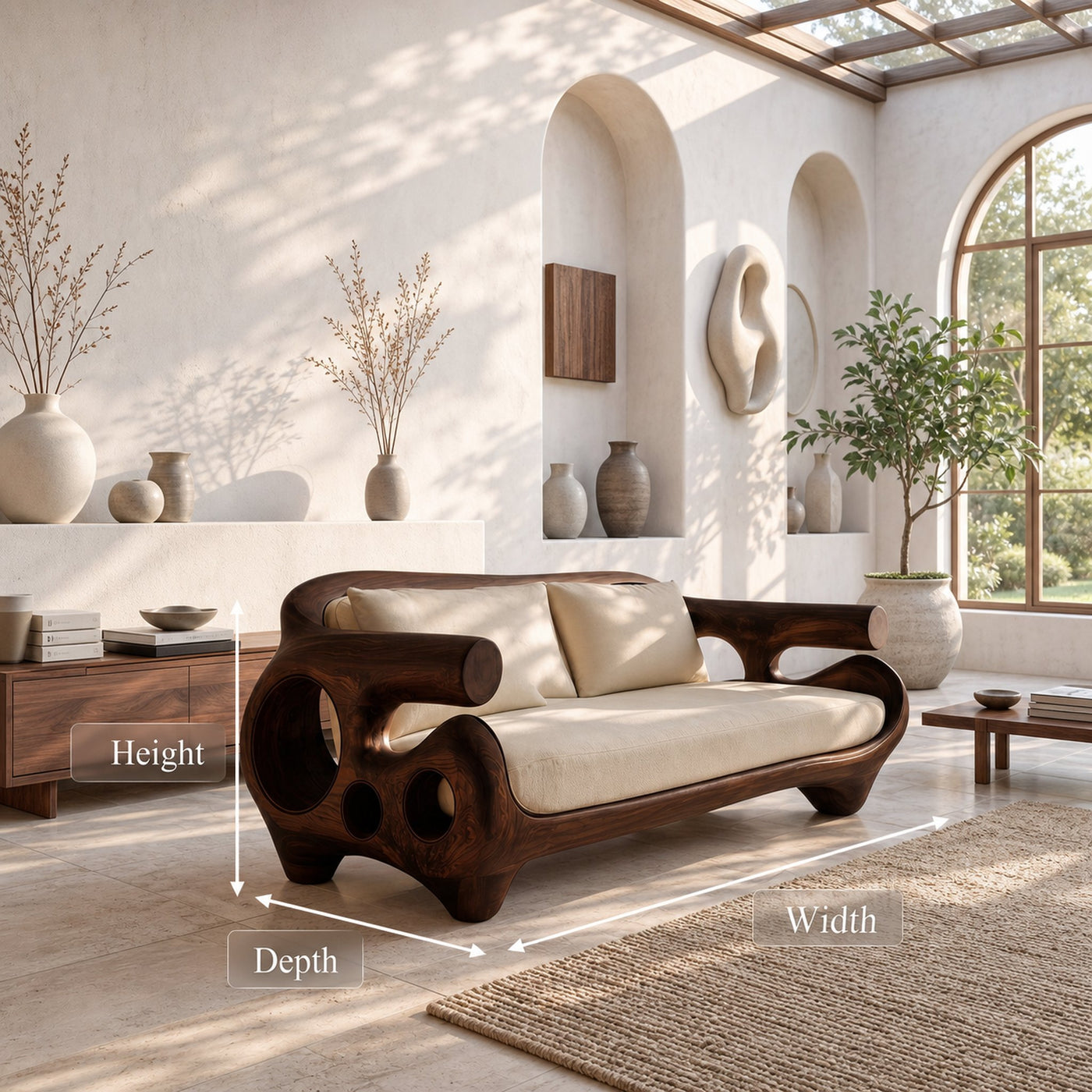 Minimalist Sofa Frame With Solid Wood Artistic Arms For Living Room - product view 8