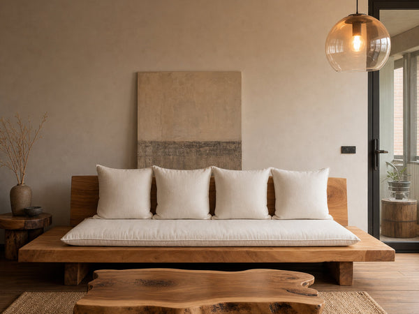 Minimalist Solid Wood Sofa For Living Room Or Studio