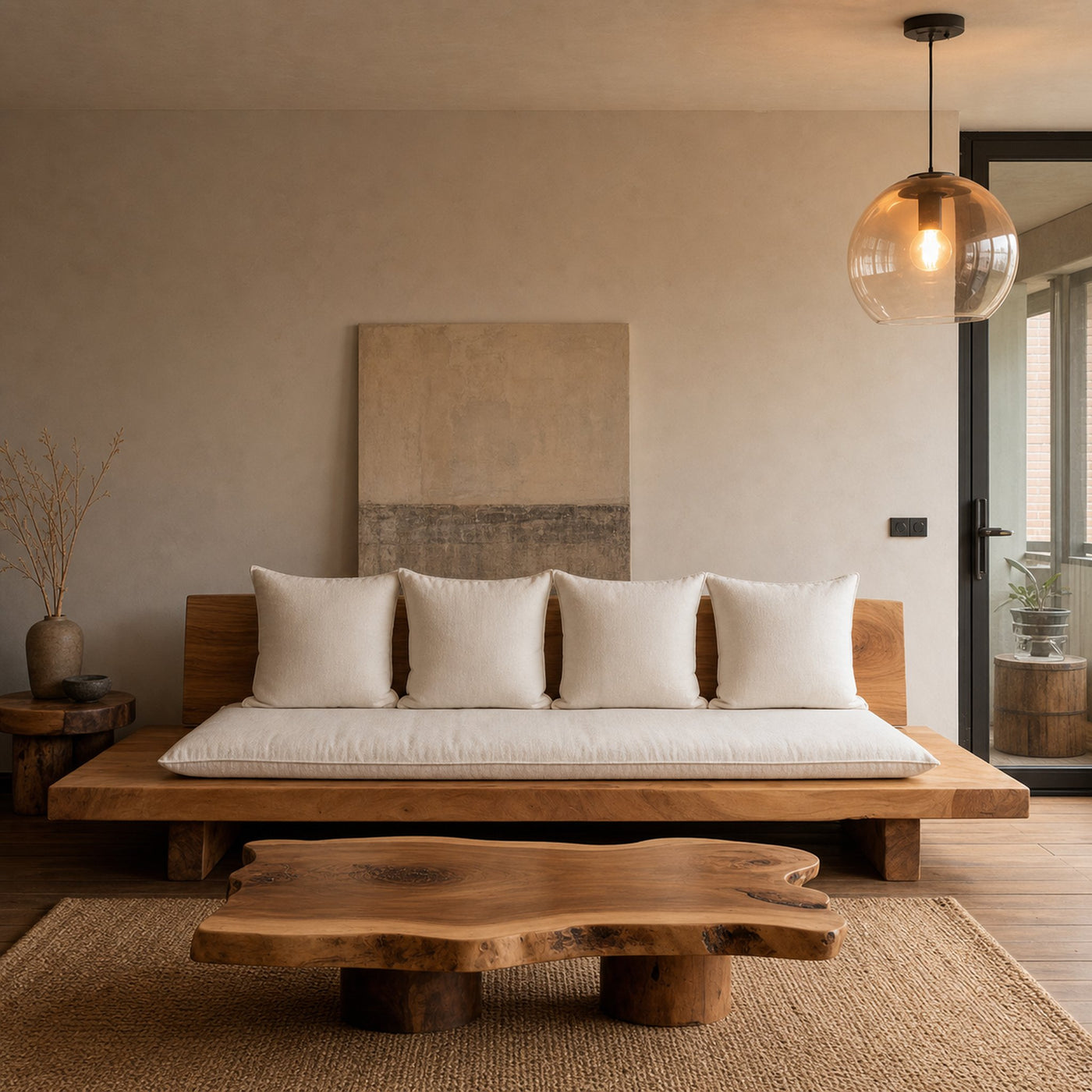 Minimalist Solid Wood Sofa For Living Room Or Studio