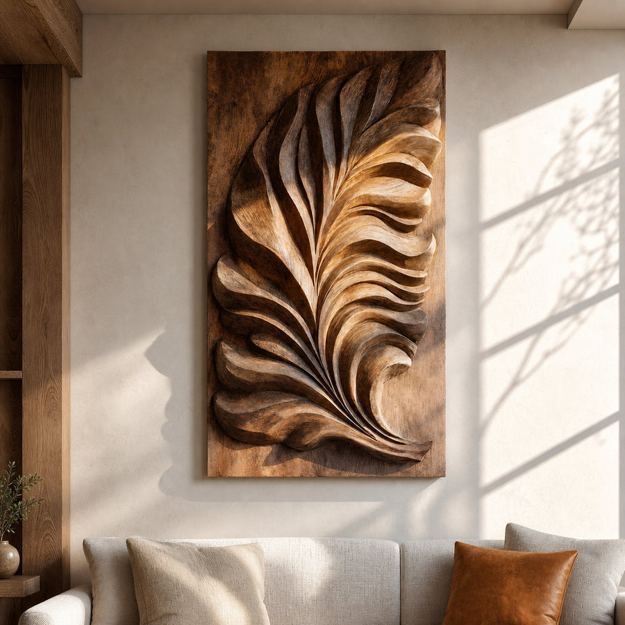 Minimalist Vertical Feather Wall Art For Modern Home