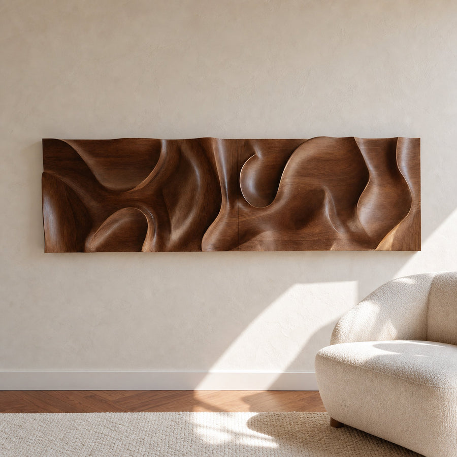 Minimalist Wall Art With 3D Carved For Living Room