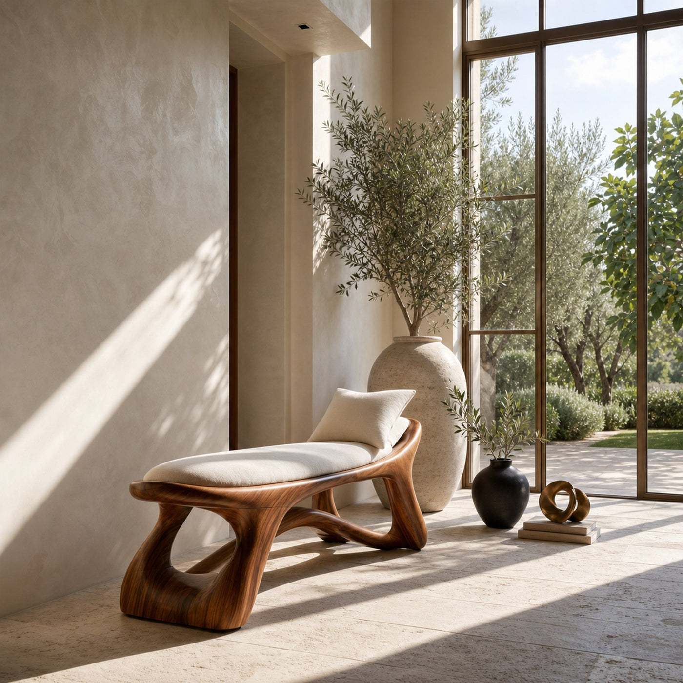 Minimalist Wooden Bench Modern Foyer - product view 6