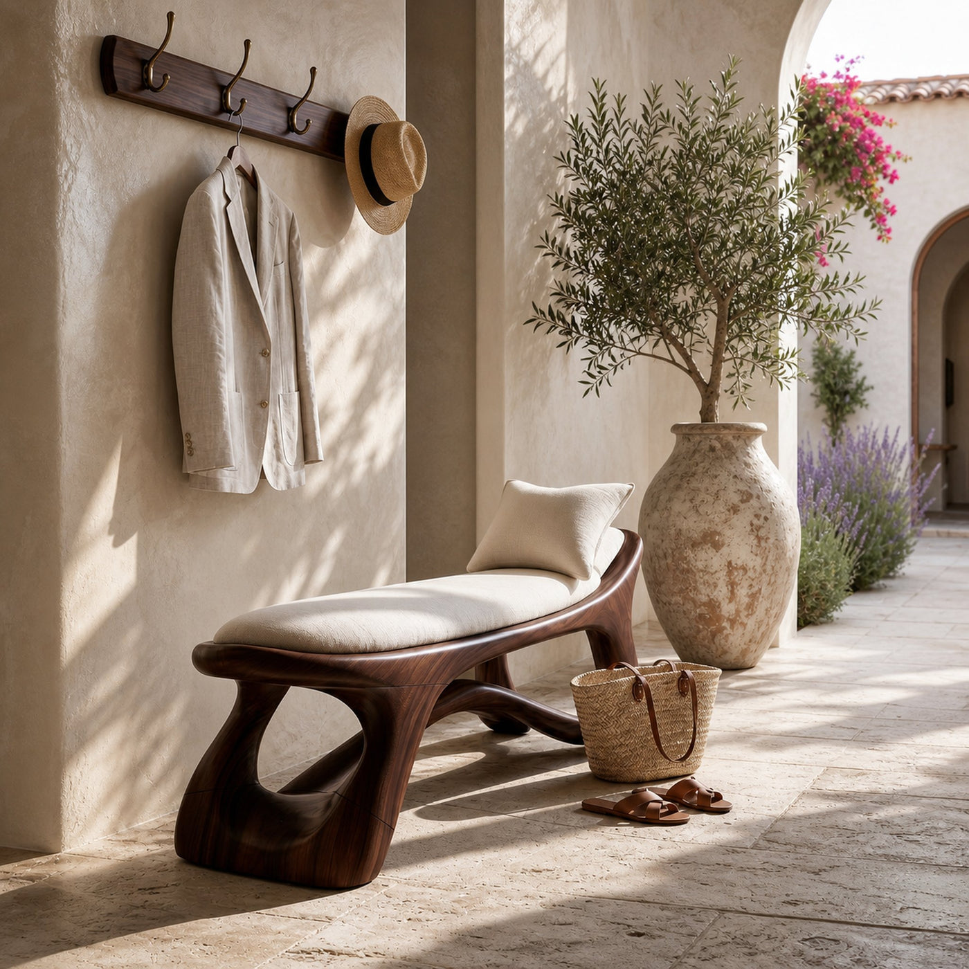 Minimalist Wooden Bench Modern Foyer - product view 7
