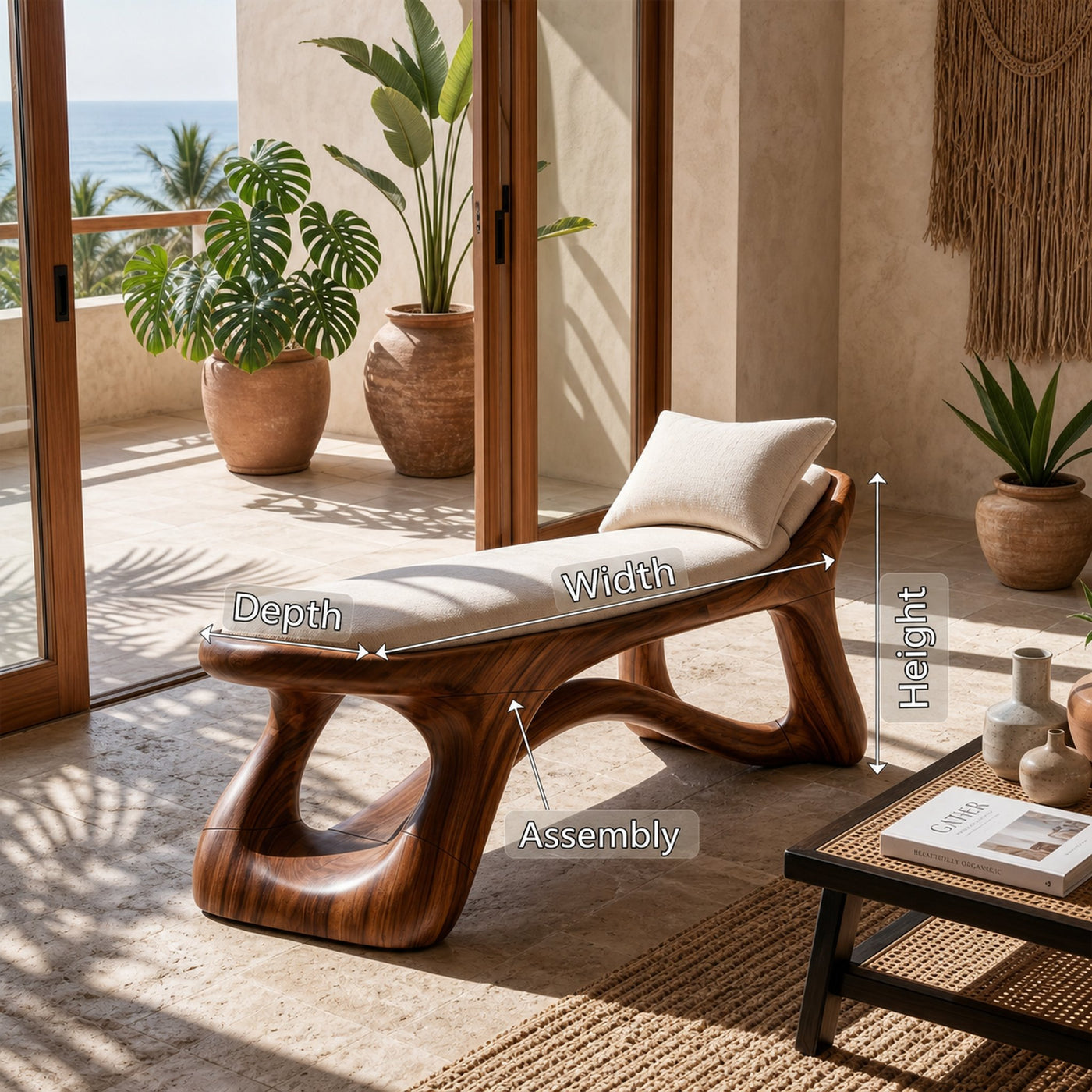 Minimalist Wooden Bench Modern Foyer - product view 8