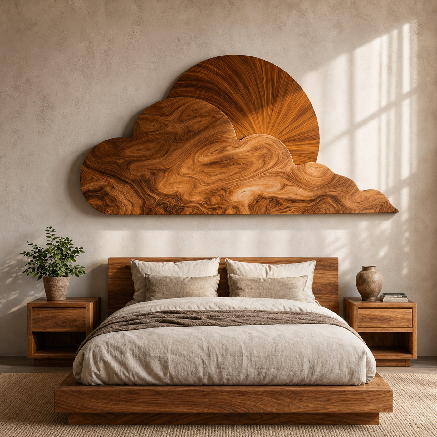 Minimalist Wooden Cloud And Sun Wall Art For Elegant Interior - product view 6