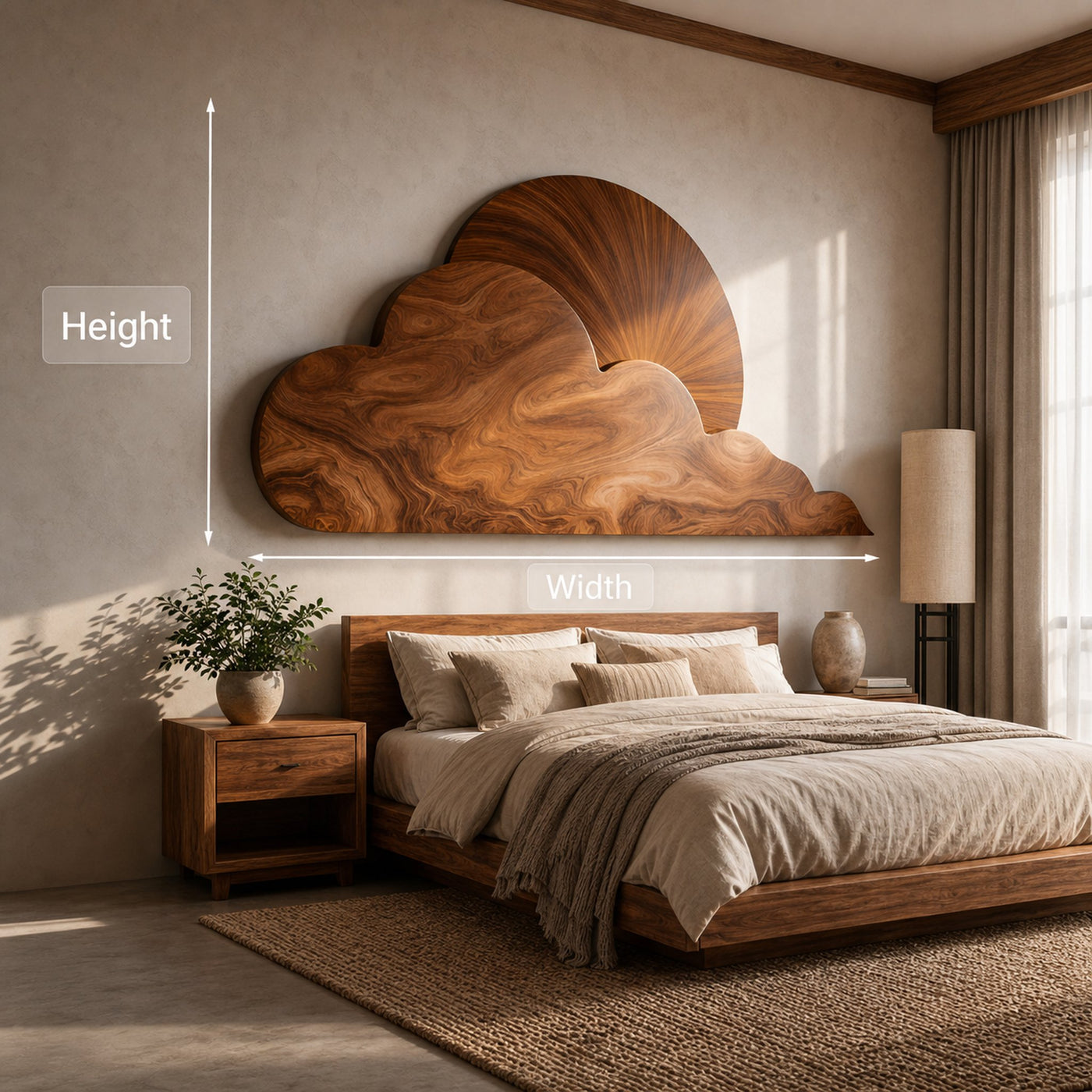 Minimalist Wooden Cloud And Sun Wall Art For Elegant Interior - product view 7