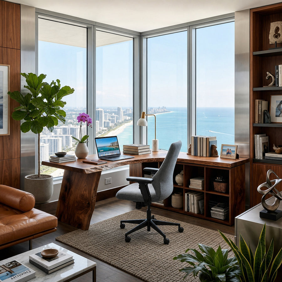 Minimalist Wooden Desk With Storage For Home Workspace