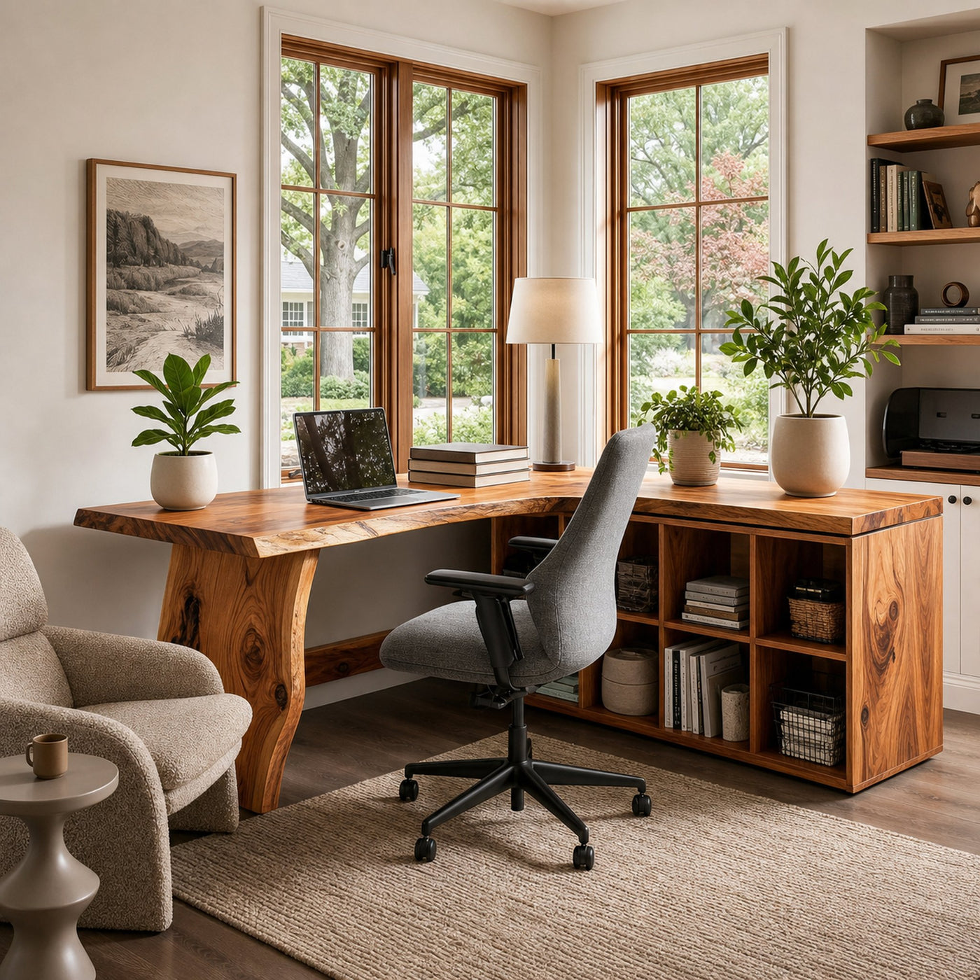 Minimalist Wooden Desk With Storage For Home Workspace - product view 6
