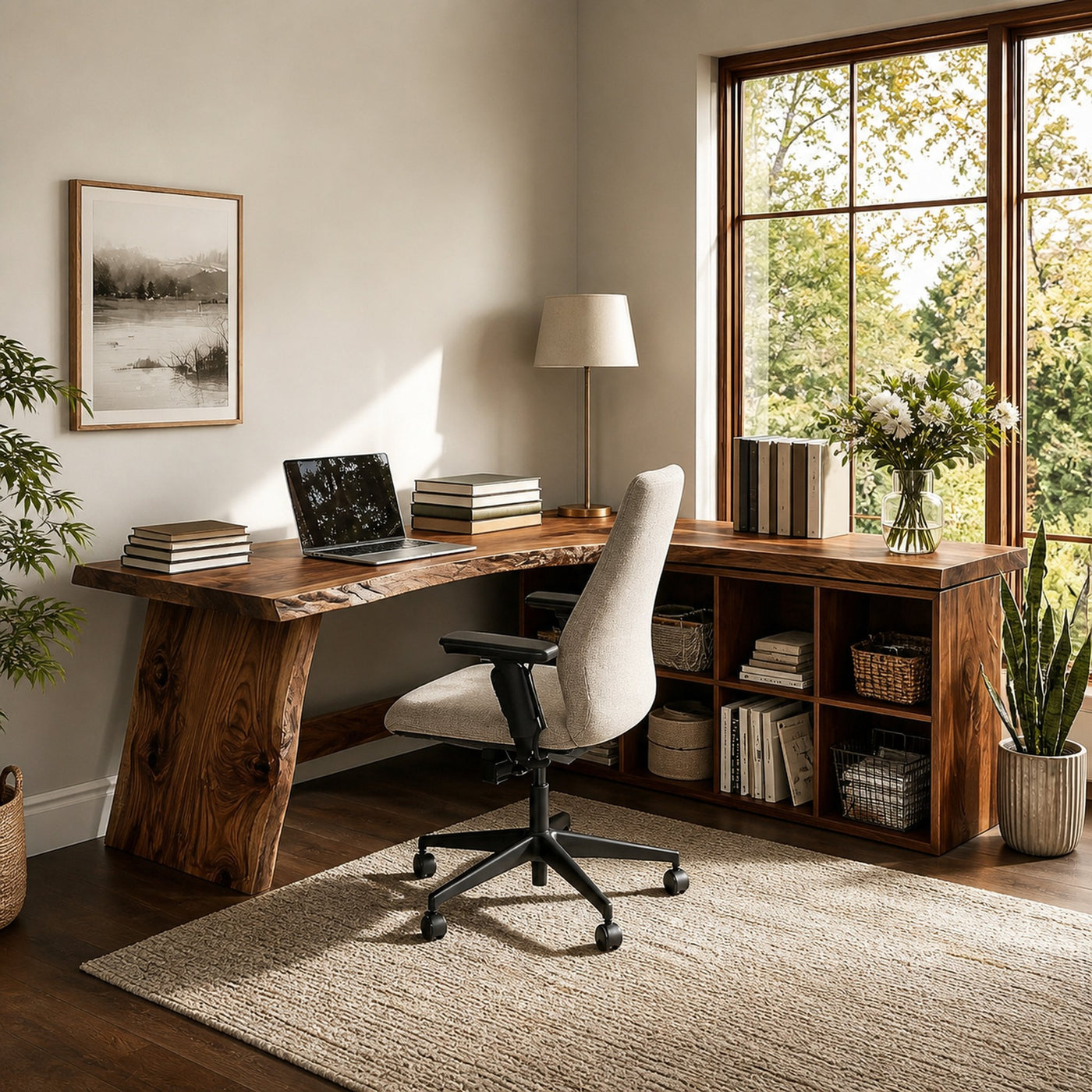Minimalist Wooden Desk With Storage For Home Workspace - product view 7
