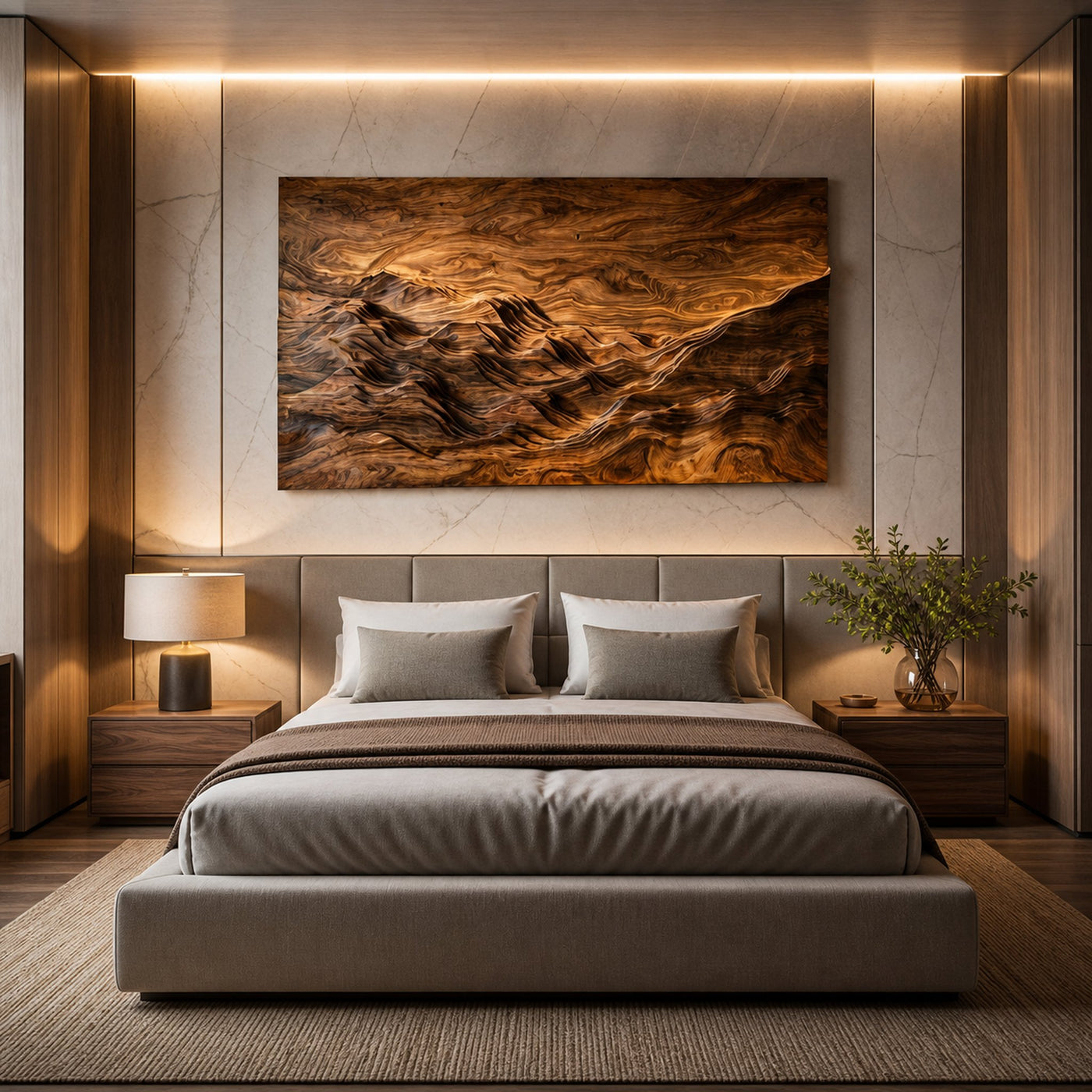 Minimalist Wooden Mountain Range Relief Wall Art for Living Decor - product view 7