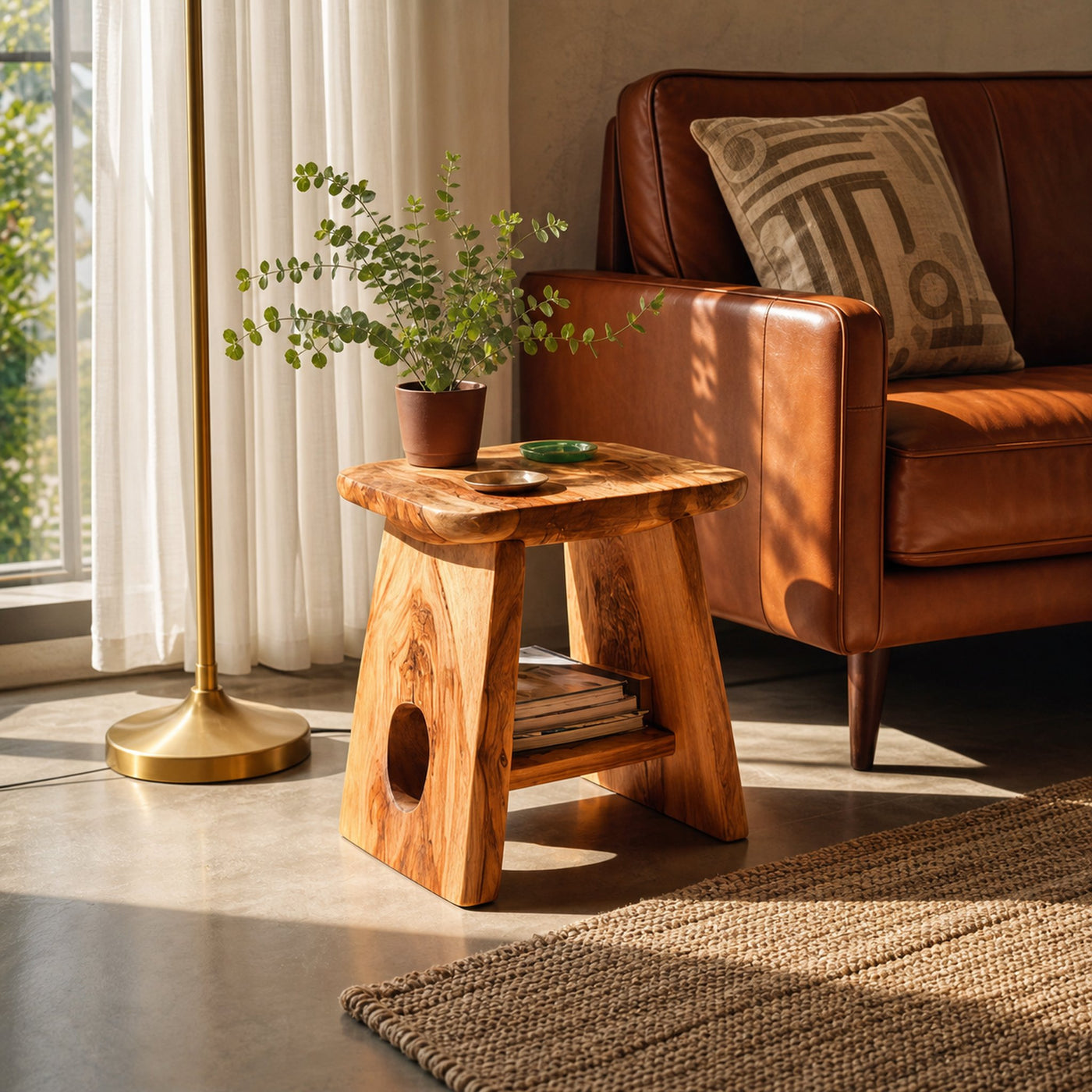Minimalist Wooden Side Table For Cozy Living Space