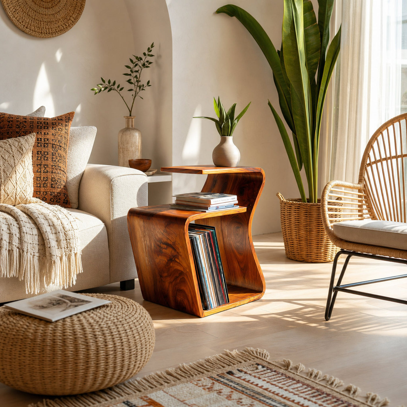 Minimalist Wooden Side Table For Modern Sofa Area