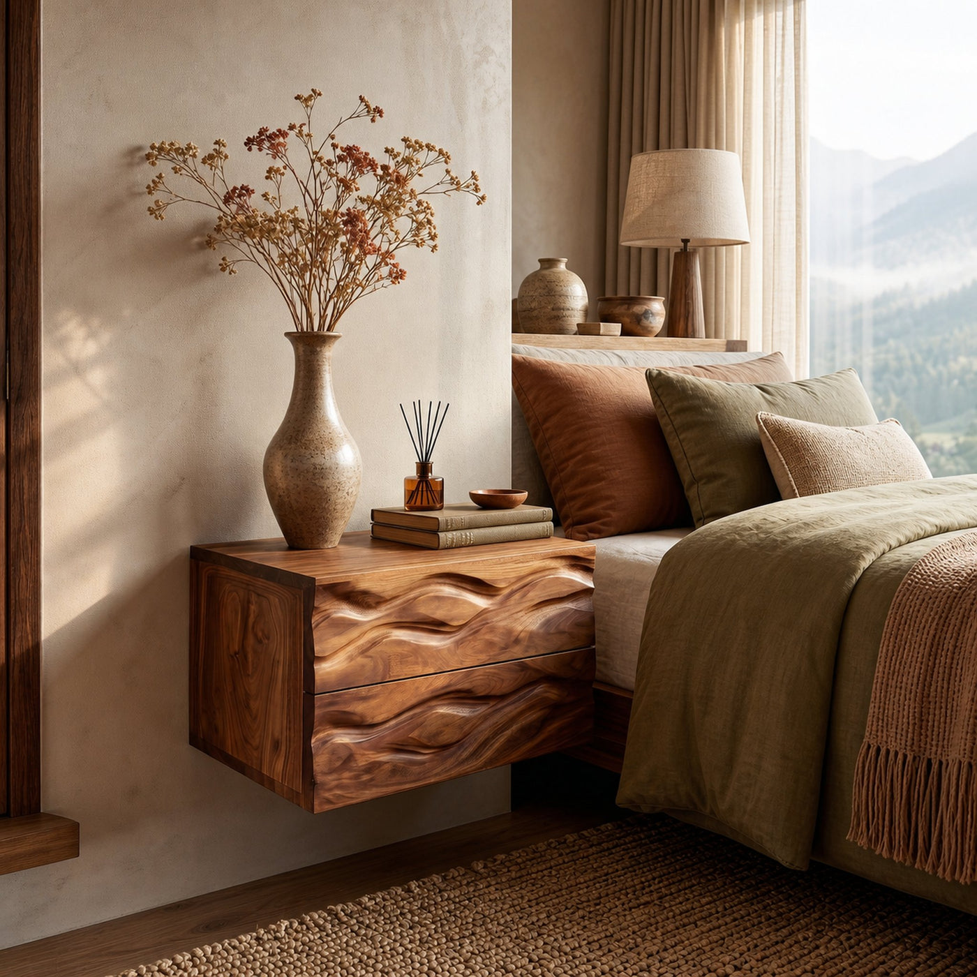 Minimalist Wooden Wall Mounted Nightstand For Small Bedroom - product view 6