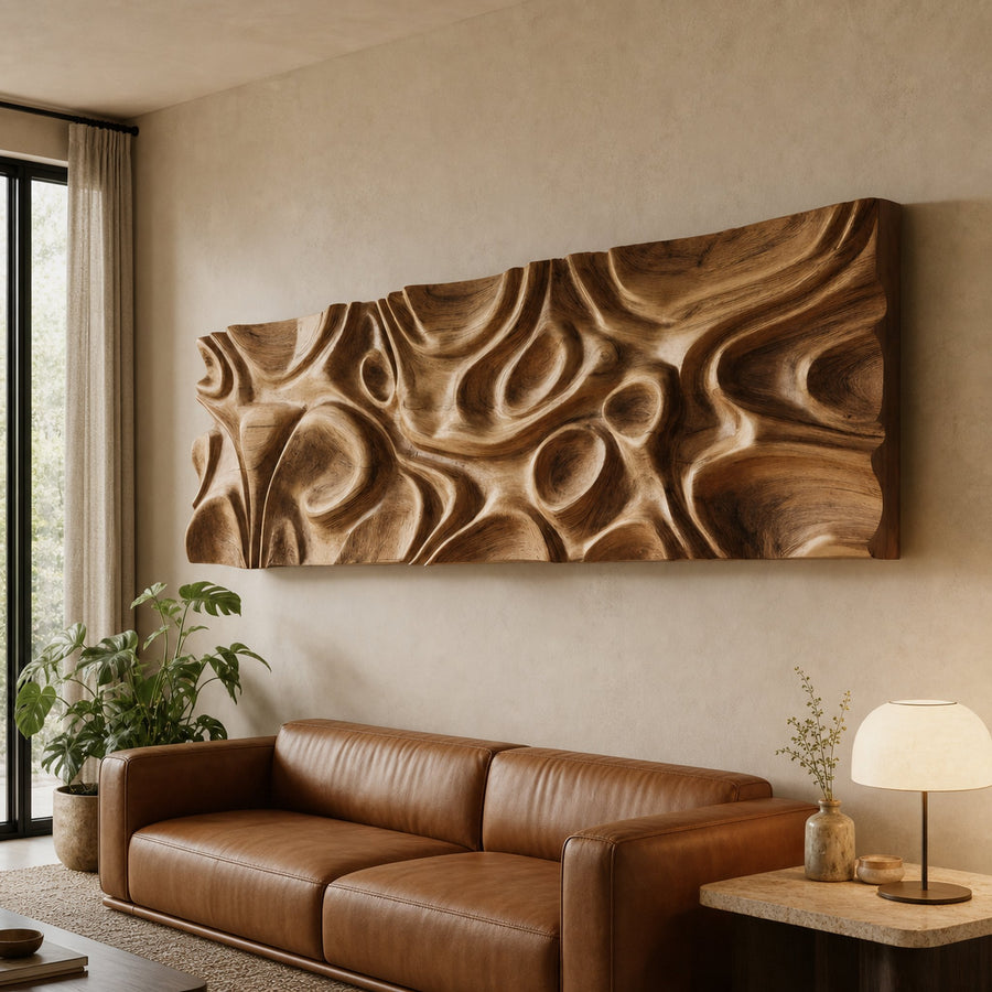 Modern Abstract Carved Wall Art Panel For Living Room