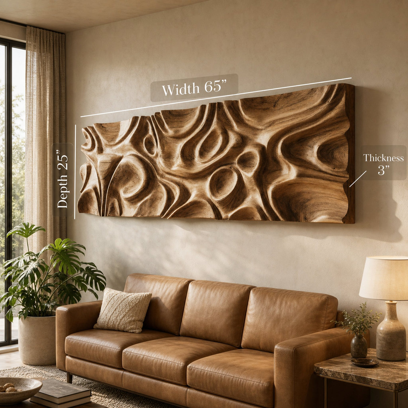 Modern Abstract Carved Wall Art Panel For Living Room - product view 6