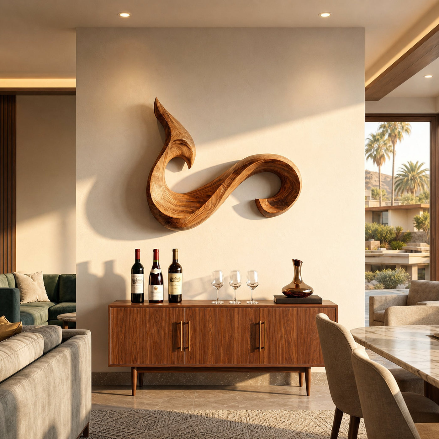 Modern Abstract Curved Wooden Wall Art For Living Room Decor