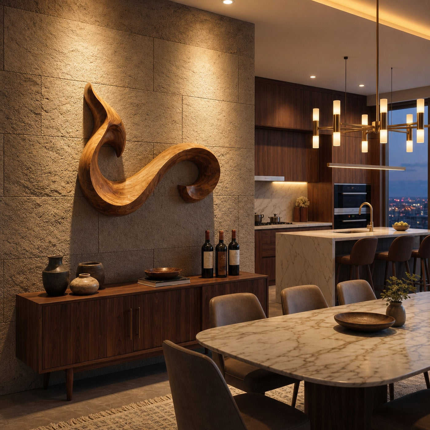 Modern Abstract Curved Wooden Wall Art For Living Room Decor - product view 6