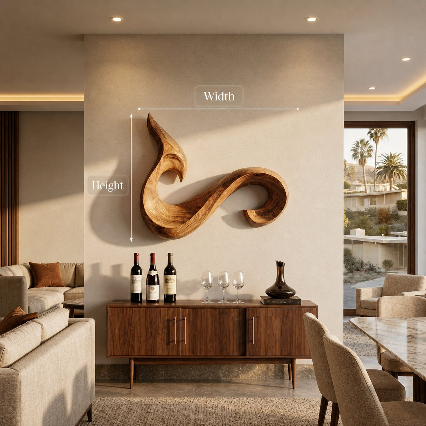 Modern Abstract Curved Wooden Wall Art For Living Room Decor - product view 8