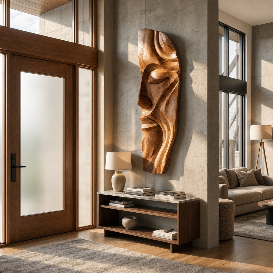 Modern Abstract Face Wood Wall Art For Interior Design