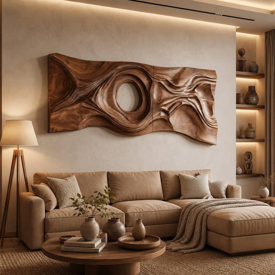 Modern Abstract Relief Wall Sculpture Panel For Entryway