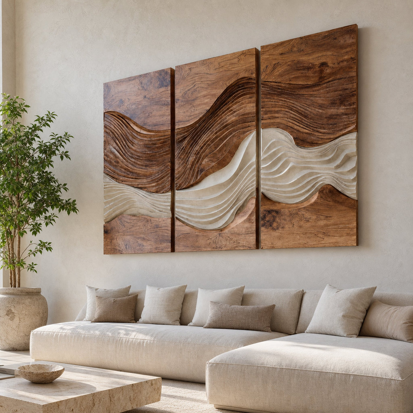 Modern Abstract Wood Panel Wall Art Set For Home Decor - product view 6