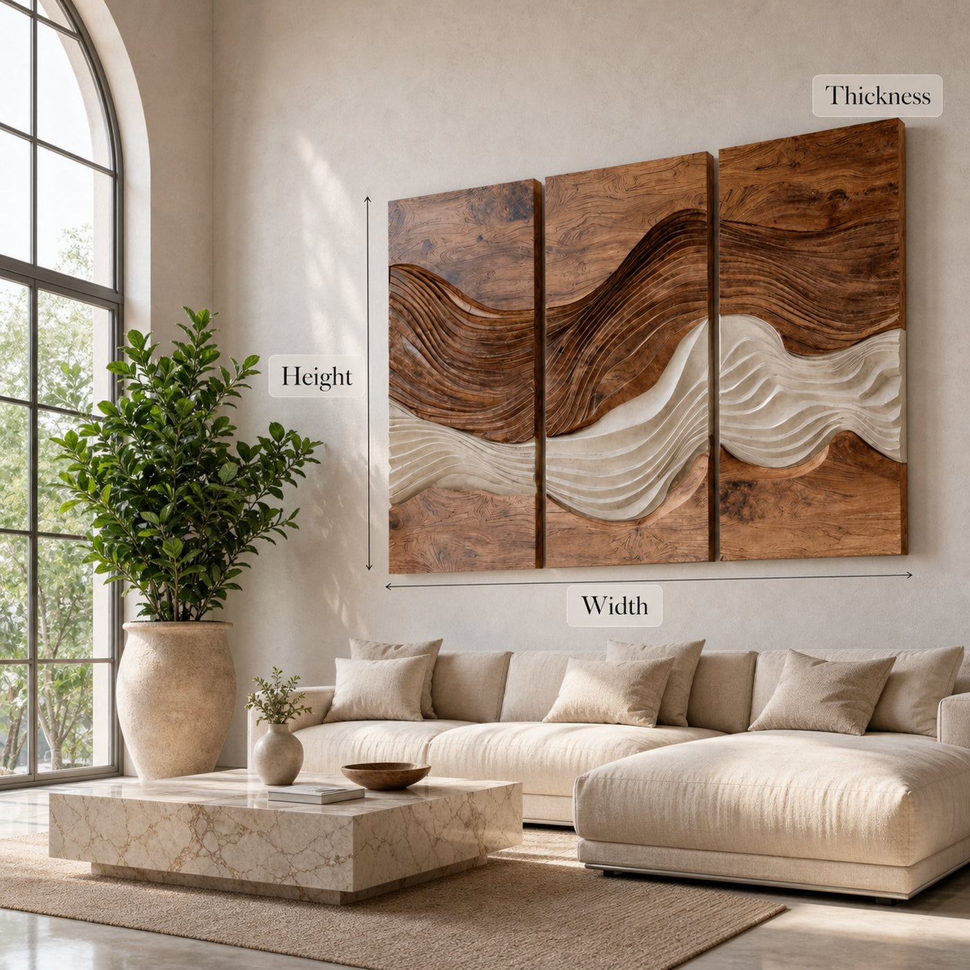 Modern Abstract Wood Panel Wall Art Set For Home Decor - product view 7