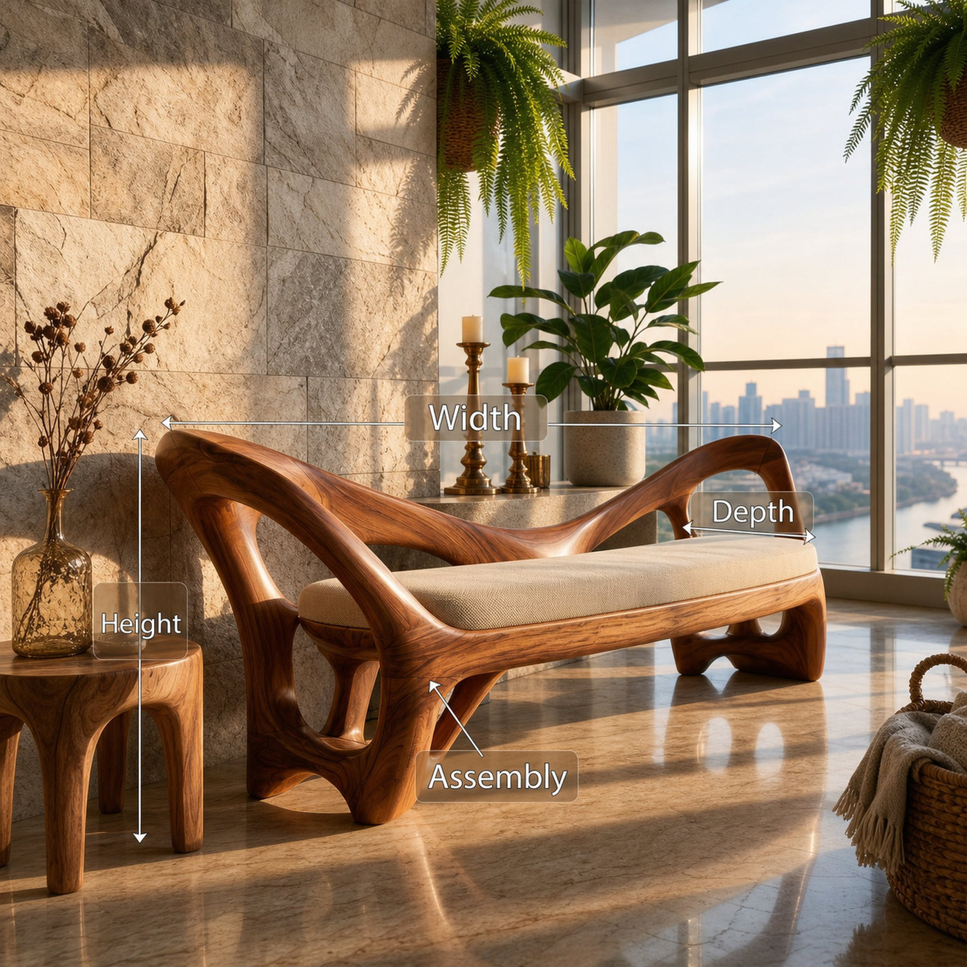 Modern Accent Bench Reading Nook - product view 8