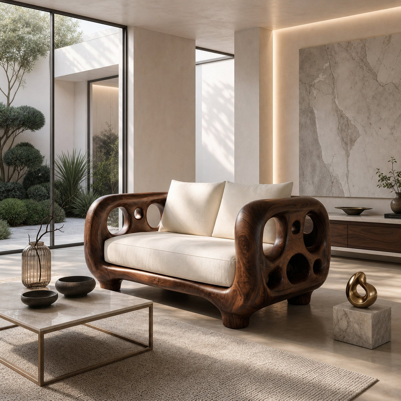 Modern Accent Sofa Frame With Rounded Wooden Arms For Living Room - product view 7