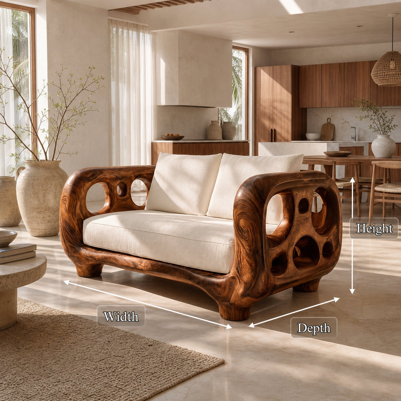 Modern Accent Sofa Frame With Rounded Wooden Arms For Living Room - product view 8