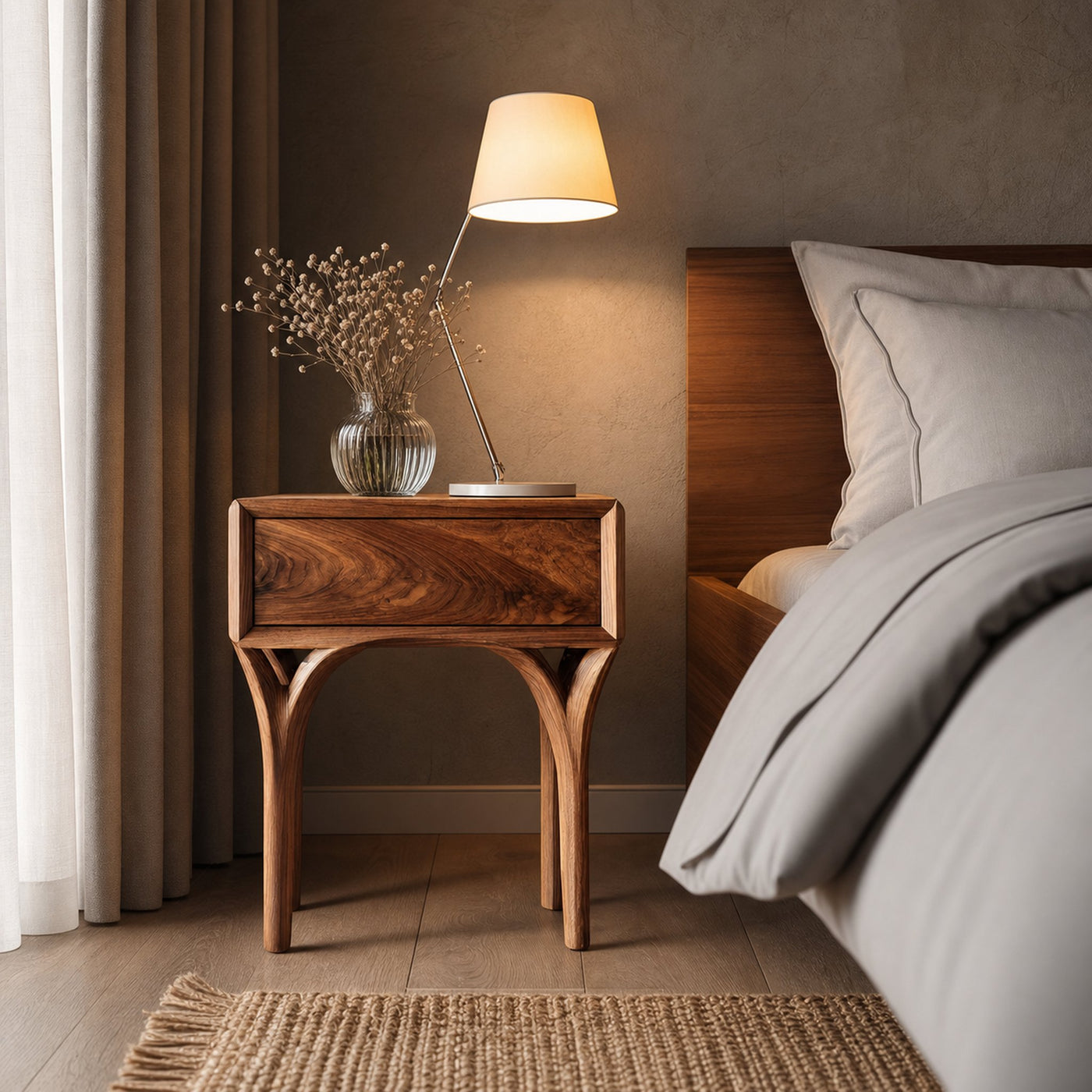 Modern Arch Leg Nightstand With Drawer For Bedroom - product view 6