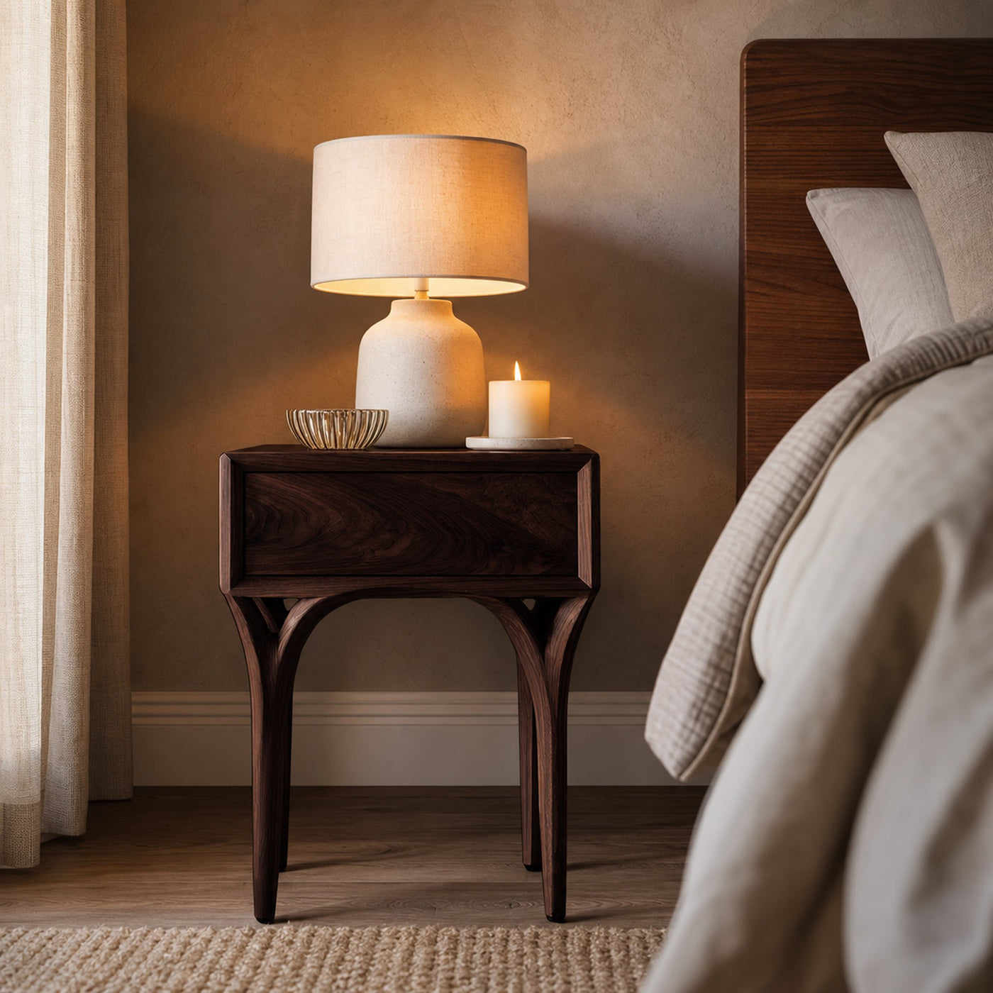 Modern Arch Leg Nightstand With Drawer For Bedroom - product view 7