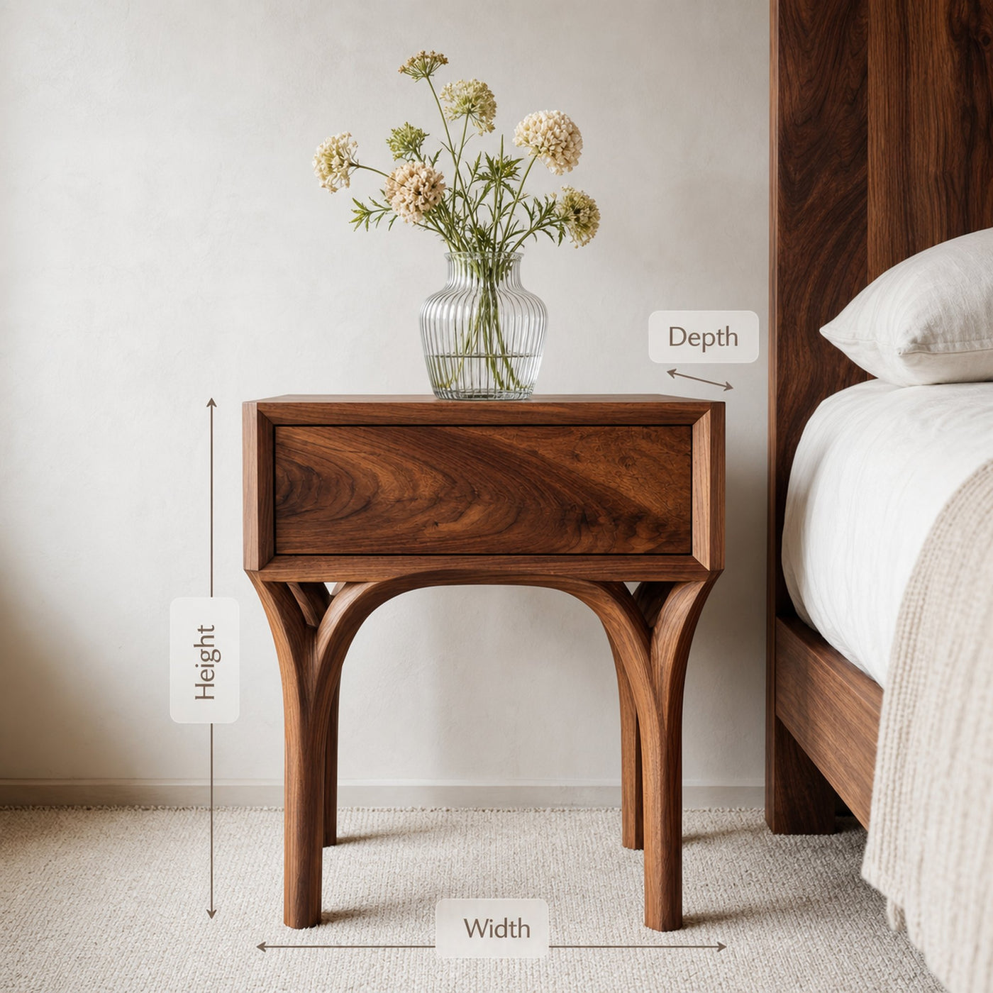 Modern Arch Leg Nightstand With Drawer For Bedroom - product view 8