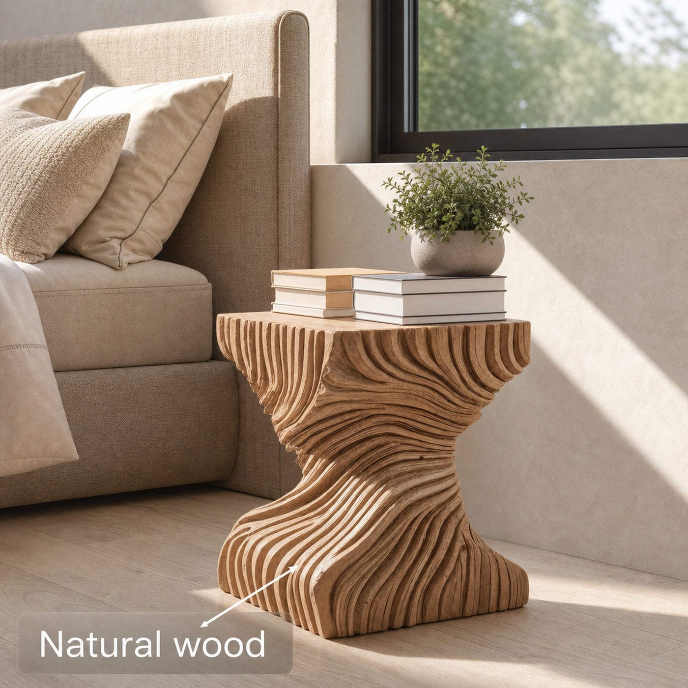Modern Carved Side Table For Bedroom Or Living Room - product view 6