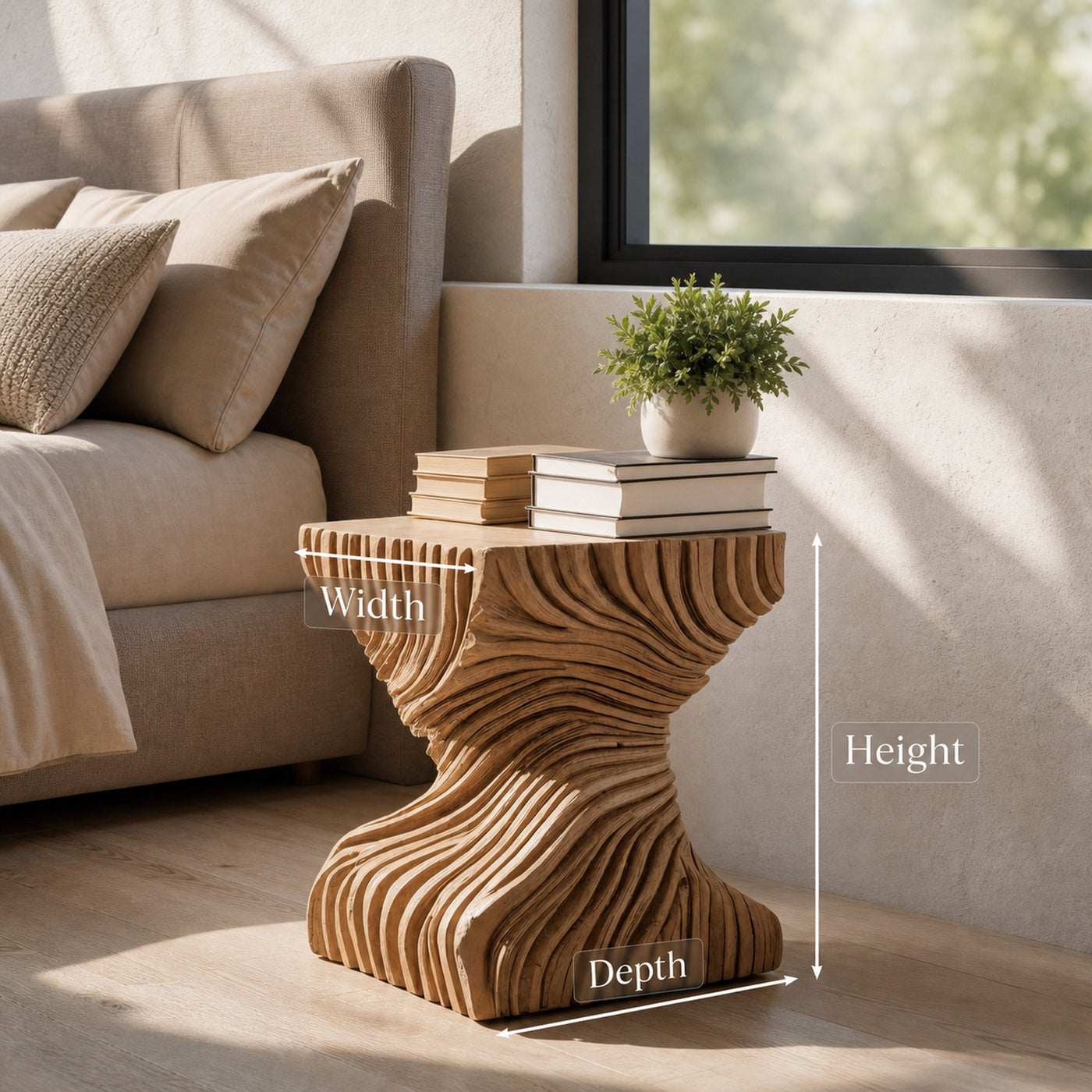 Modern Carved Side Table For Bedroom Or Living Room - product view 8