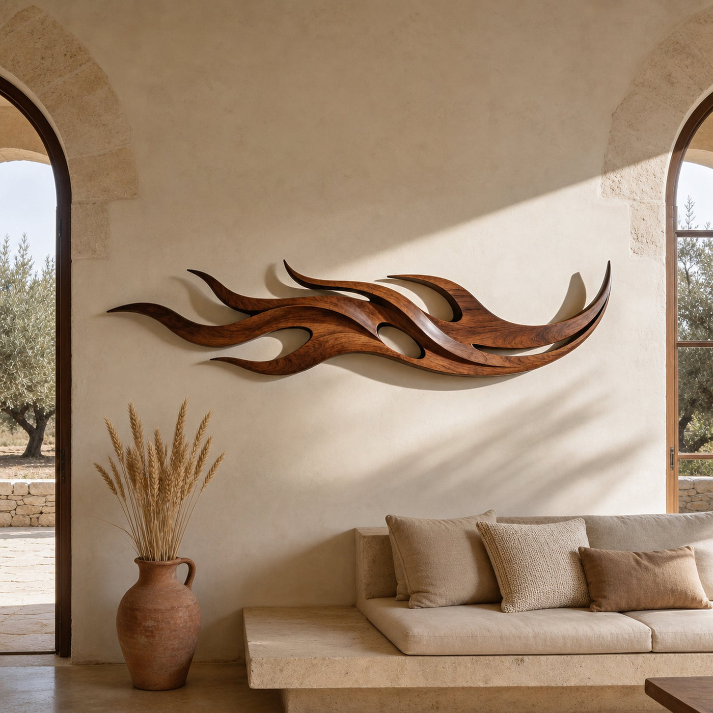Modern Carved Wall Sculpture For Conversation Area Interior