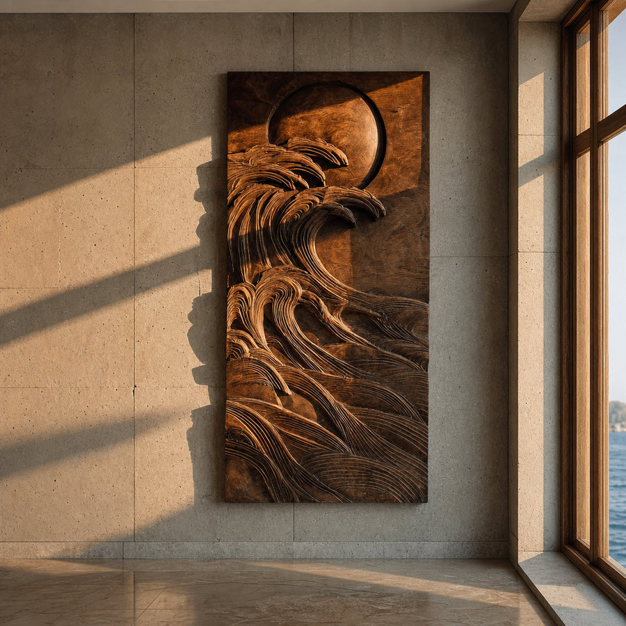 Modern Coastal Ocean Wave Wood Wall Art For Home Decor