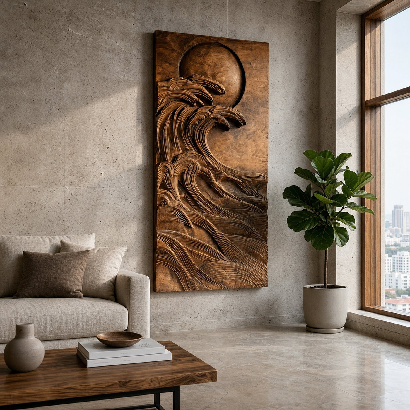 Modern Coastal Ocean Wave Wood Wall Art For Home Decor - product view 6