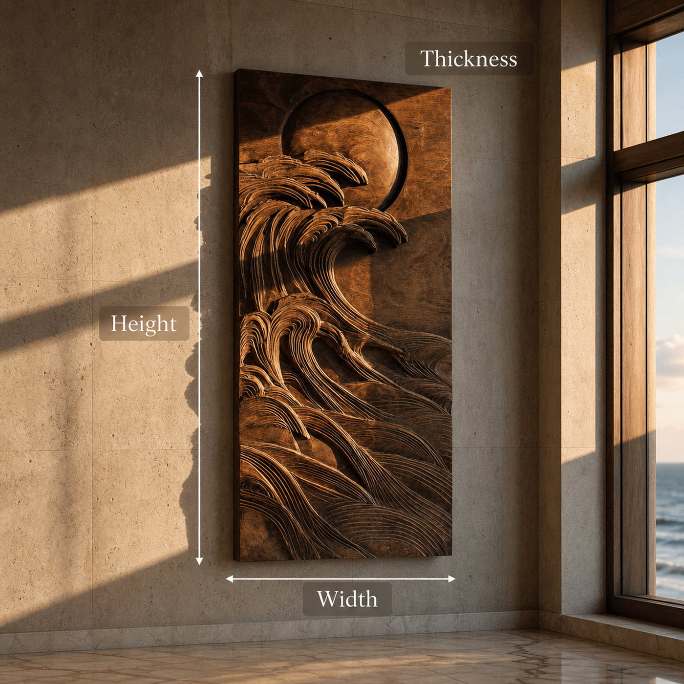 Modern Coastal Ocean Wave Wood Wall Art For Home Decor - product view 8