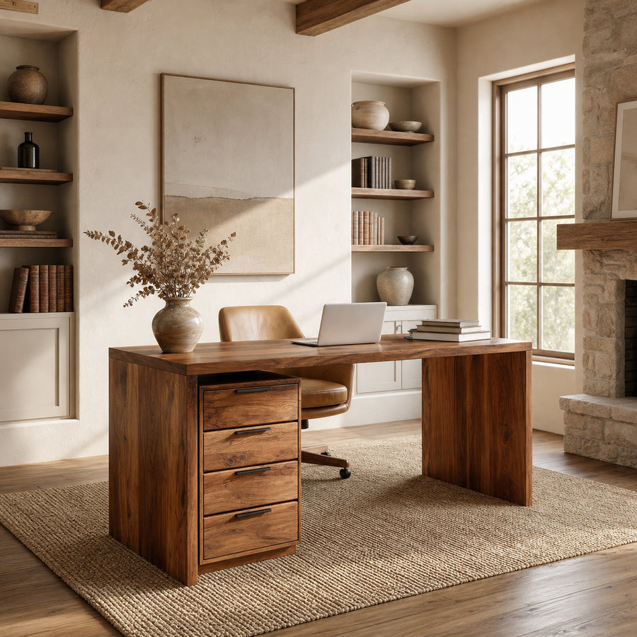 Modern Contemporary Wooden Desk With Drawers For Home Office