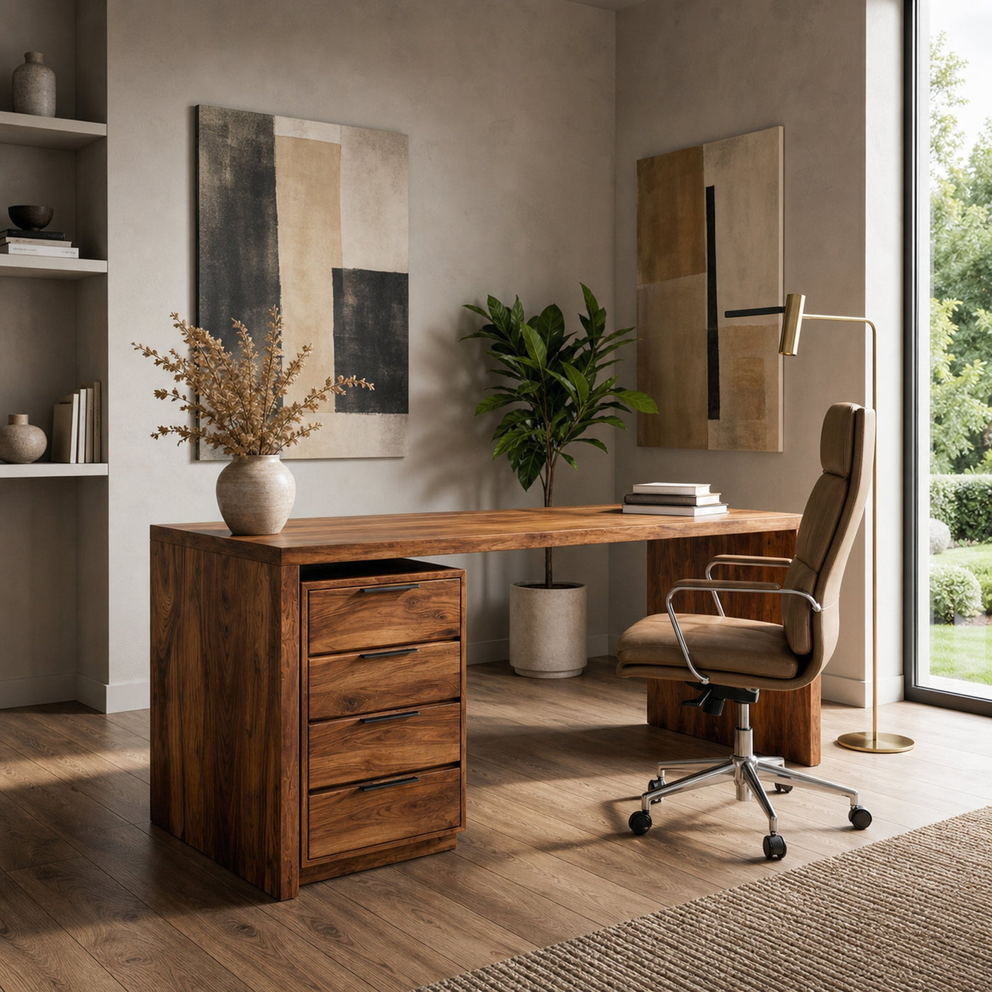 Modern Contemporary Wooden Desk With Drawers For Home Office - product view 6